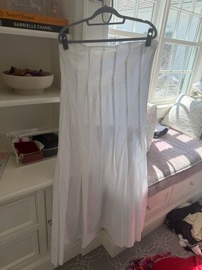 White Pleated Maxi Skirt